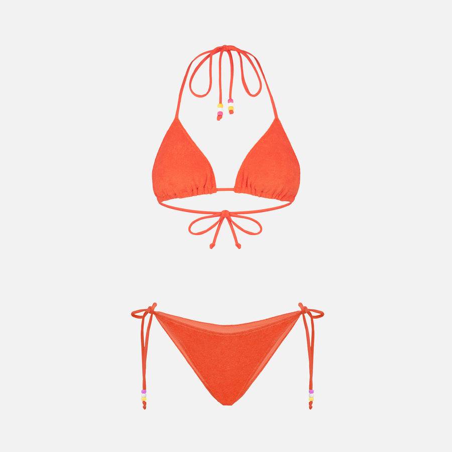 Mc2 Saint Barth Bikini Da Donna A Triangolo In Spugna Arancione Con Charms