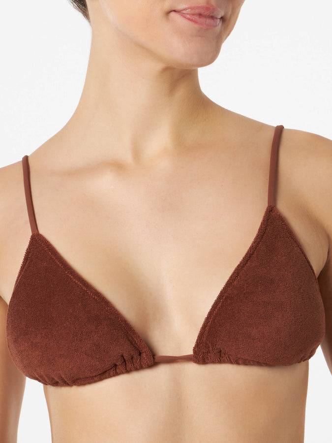 Mc2 Saint Barth Bikini Da Donna A Triangolo In Spugna Marrone