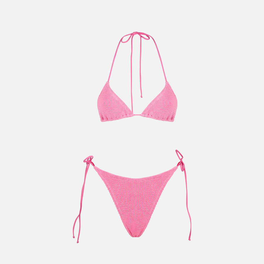 Mc2 Saint Barth Bikini Da Donna A Triangolo Rosa Crinkle