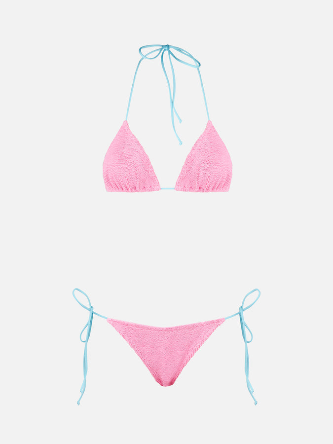 Mc2 Saint Barth Bikini Da Donna A Triangolo Rosa Crinkle | MELISSA SATTA EDIZIONE SPECIALE