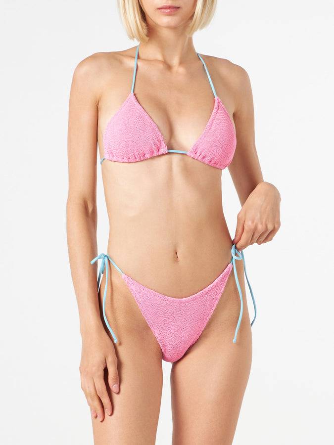 Mc2 Saint Barth Bikini da donna a triangolo rosa crinkle | MELISSA SATTA EDIZIONE SPECIALE