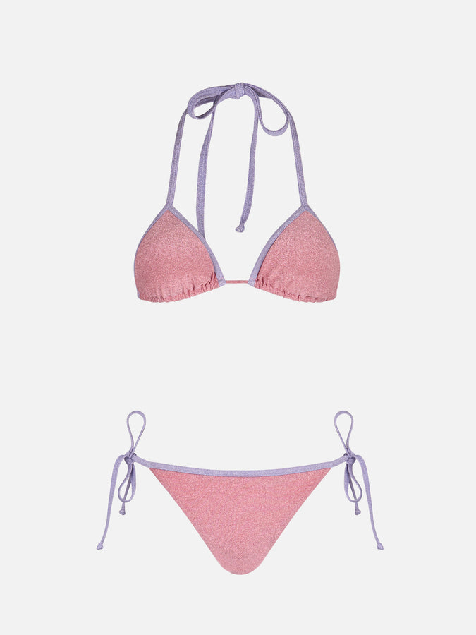 Mc2 Saint Barth Bikini Da Donna A Triangolo Rosa Leah Marielle In Lurex Con Bordino