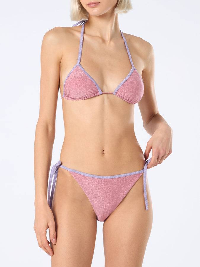 Mc2 Saint Barth Bikini da donna a triangolo rosa Leah Marielle in lurex con bordino