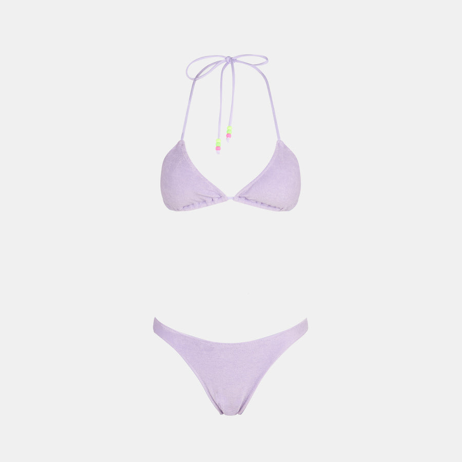 Mc2 Saint Barth Bikini Da Donna A Triangolo Spugna Lilla Con Charms