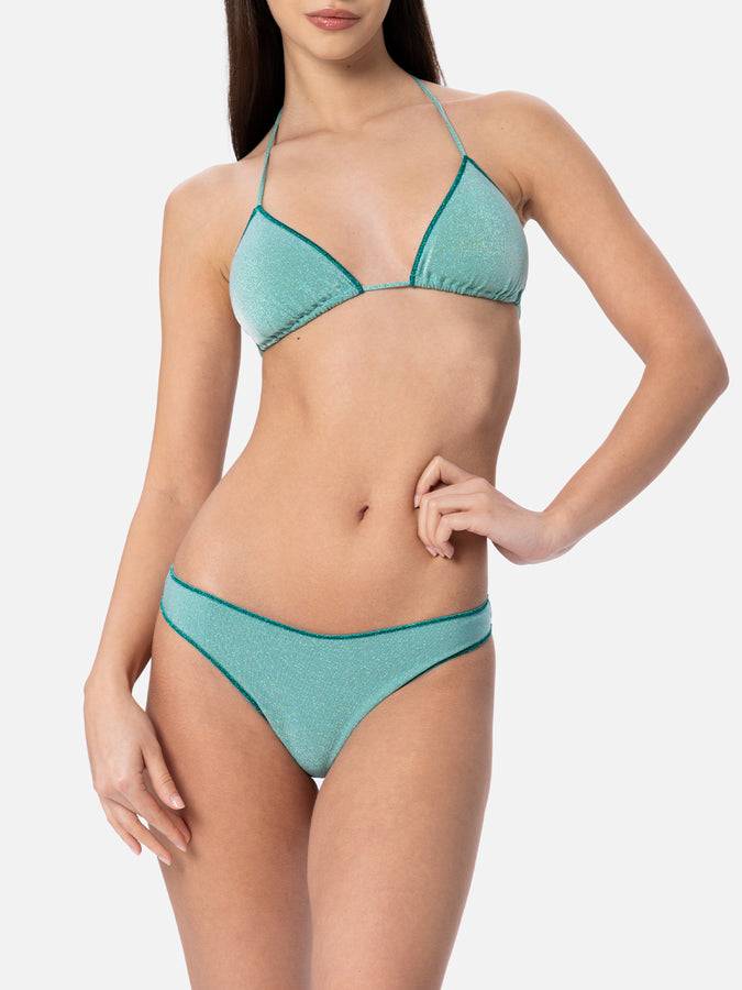 Mc2 Saint Barth Bikini da donna a triangolo verde acqua in lurex Leah Naomi