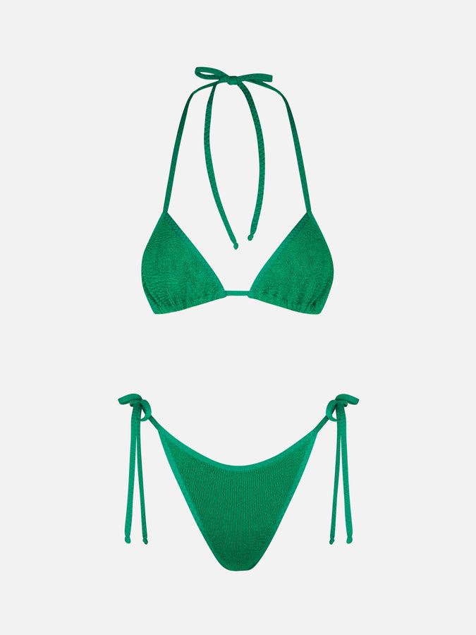 Mc2 Saint Barth Bikini Da Donna A Triangolo Verde Crinkle