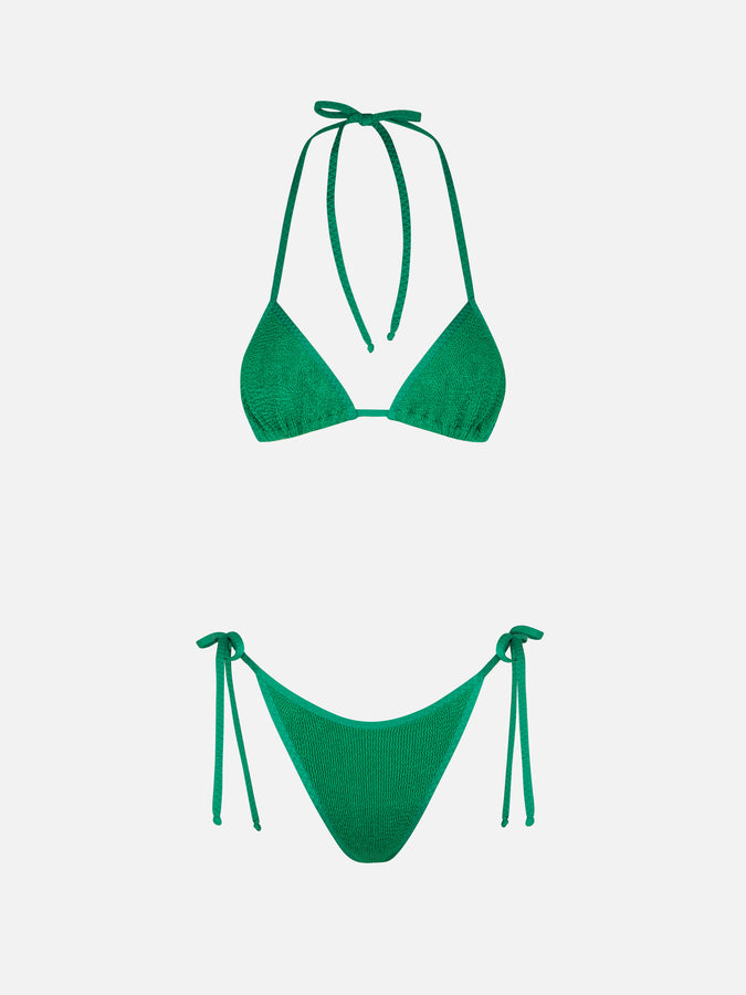 Mc2 Saint Barth Bikini Da Donna A Triangolo Verde Crinkle