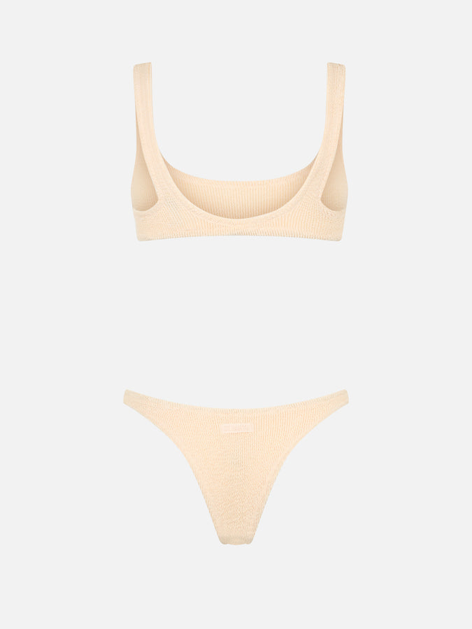 Mc2 Saint Barth Bikini Da Donna Classico A Bralette Beige Crinkle