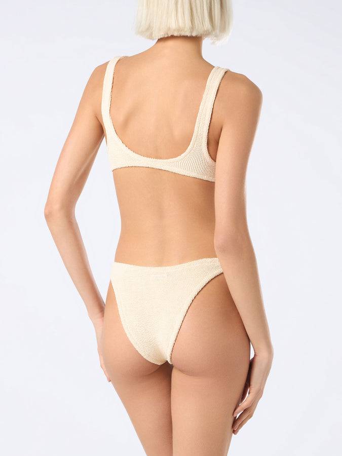 Mc2 Saint Barth Bikini Da Donna Classico A Bralette Beige Crinkle