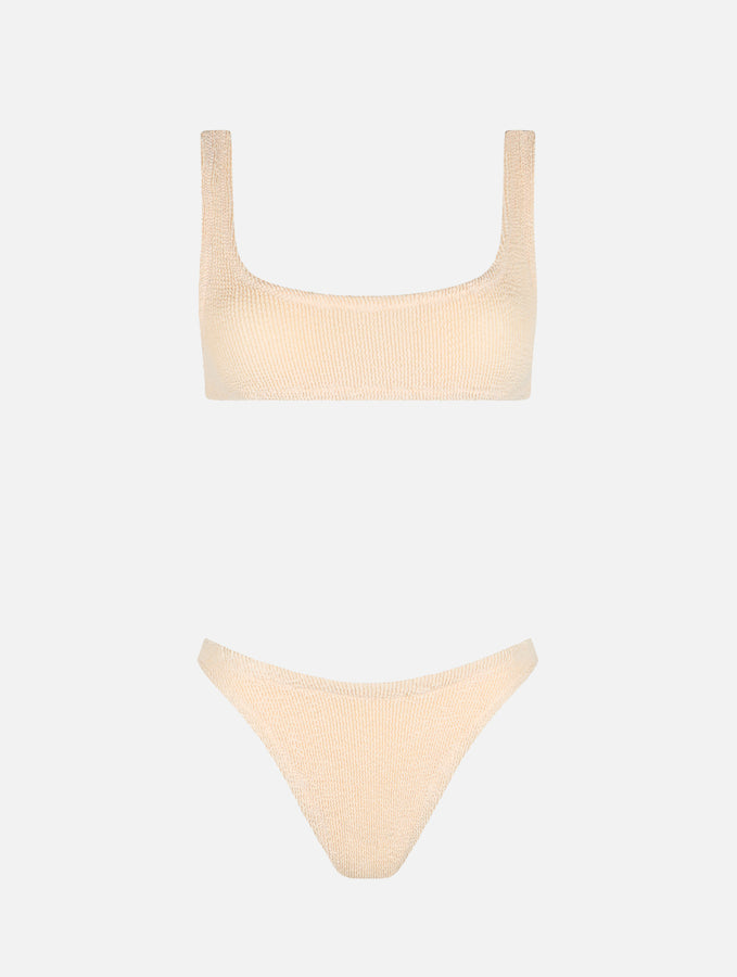 Mc2 Saint Barth Bikini Da Donna Classico A Bralette Beige Crinkle
