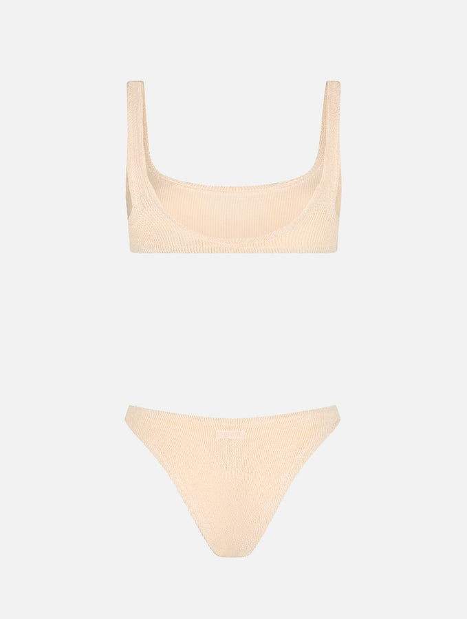 Mc2 Saint Barth Bikini Da Donna Classico A Bralette Beige Crinkle