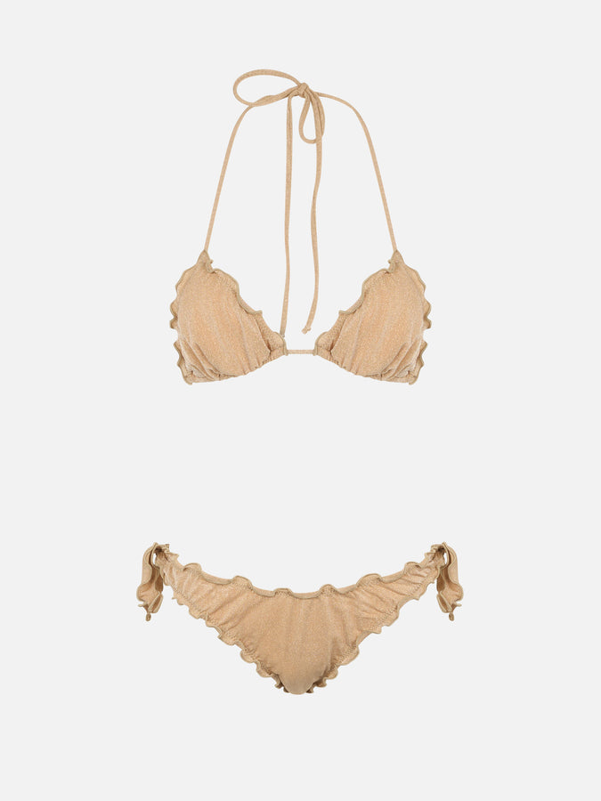 Mc2 Saint Barth Bikini Da Donna Classico A Triangolo Oro Lurex Sagittarius Moon