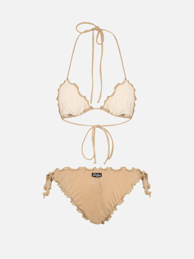 Mc2 Saint Barth Bikini Da Donna Classico A Triangolo Oro Lurex Sagittarius Moon