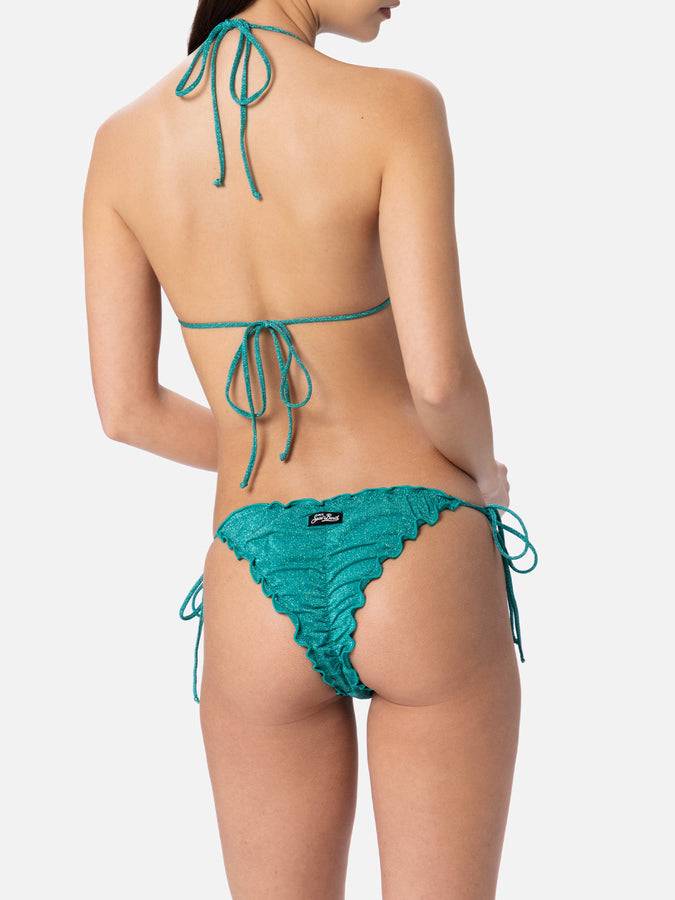 Mc2 Saint Barth Bikini Da Donna Classico A Triangolo Verde Acqua Lurex Sagittarius Miami