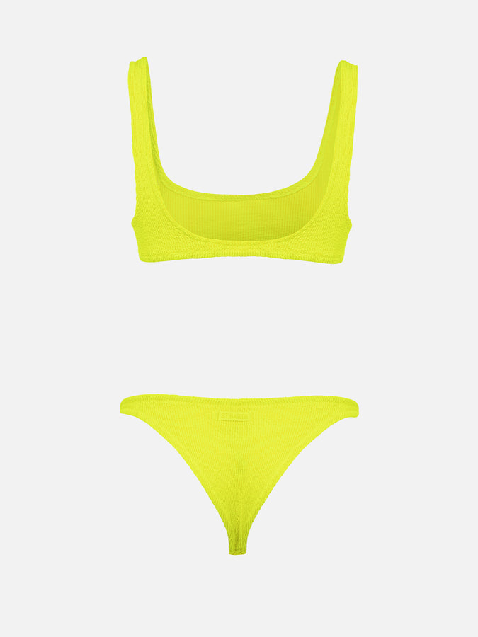 Mc2 Saint Barth Bikini Da Donna Classico Crinkle Giallo Fluo Naima Naomi