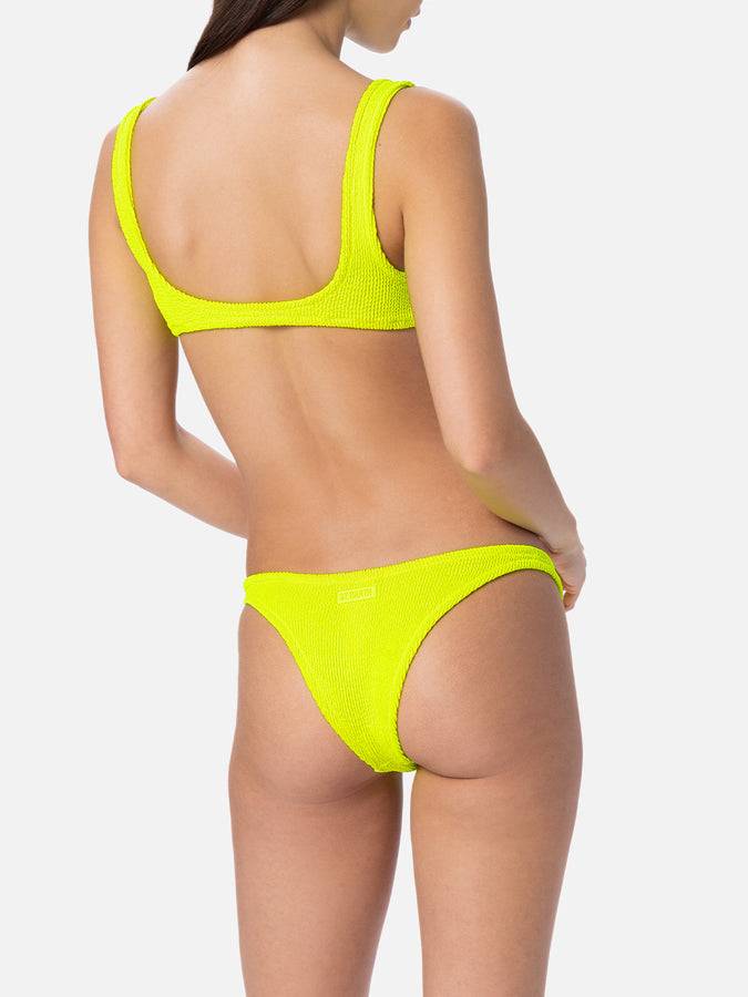 Mc2 Saint Barth Bikini Da Donna Classico Crinkle Giallo Fluo Naima Naomi