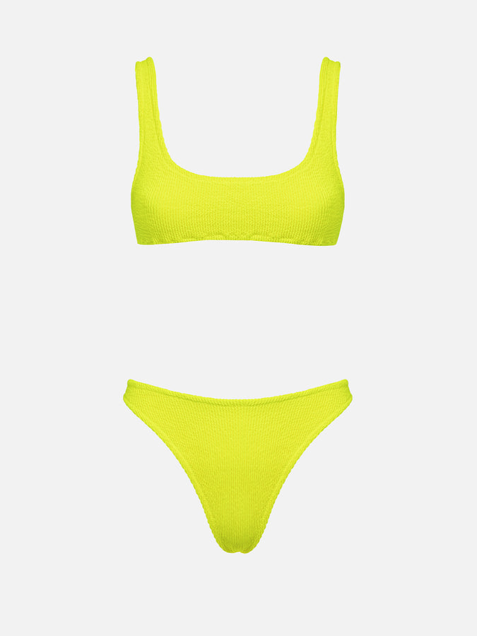 Mc2 Saint Barth Bikini Da Donna Classico Crinkle Giallo Fluo Naima Naomi