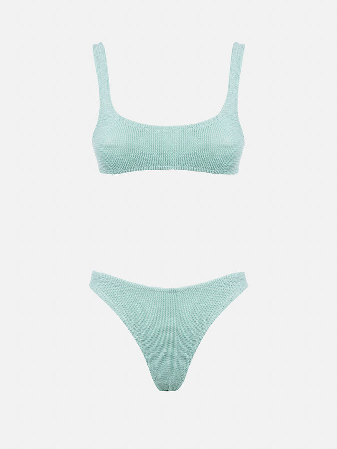 Mc2 Saint Barth Bikini Da Donna Classico Verde Salvia In Lurex Crinkle Naima Elise