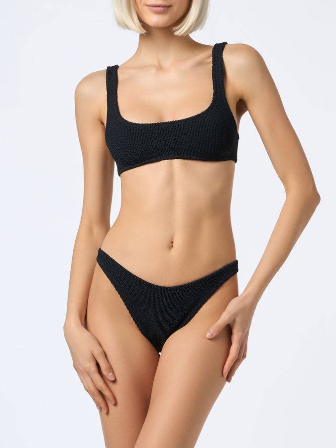 Mc2 Saint Barth Bikini Da Donna Nero Classico A Bralette Crinkle Naima Naomi