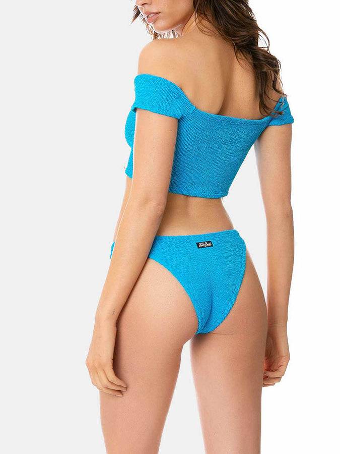 Mc2 Saint Barth Bikini Da Donna Turchese Crinkle Spallina Larga