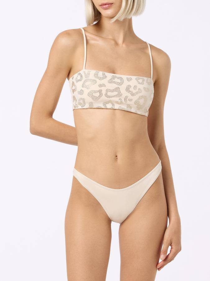 Mc2 Saint Barth Bikini Donna A Fascia Animalier Athena Naomi Con Strass
