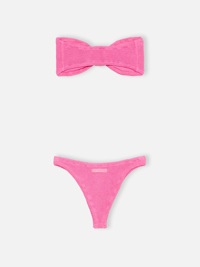 Mc2 Saint Barth Bikini Donna A Fascia Rosa Stropicciato Yulia Naomi