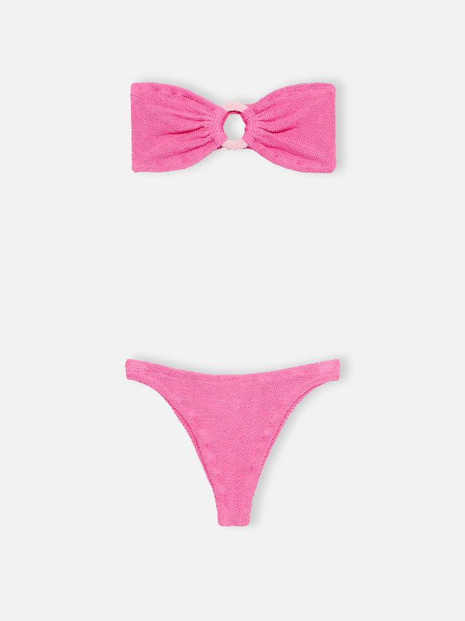 Mc2 Saint Barth Bikini Donna A Fascia Rosa Stropicciato Yulia Naomi