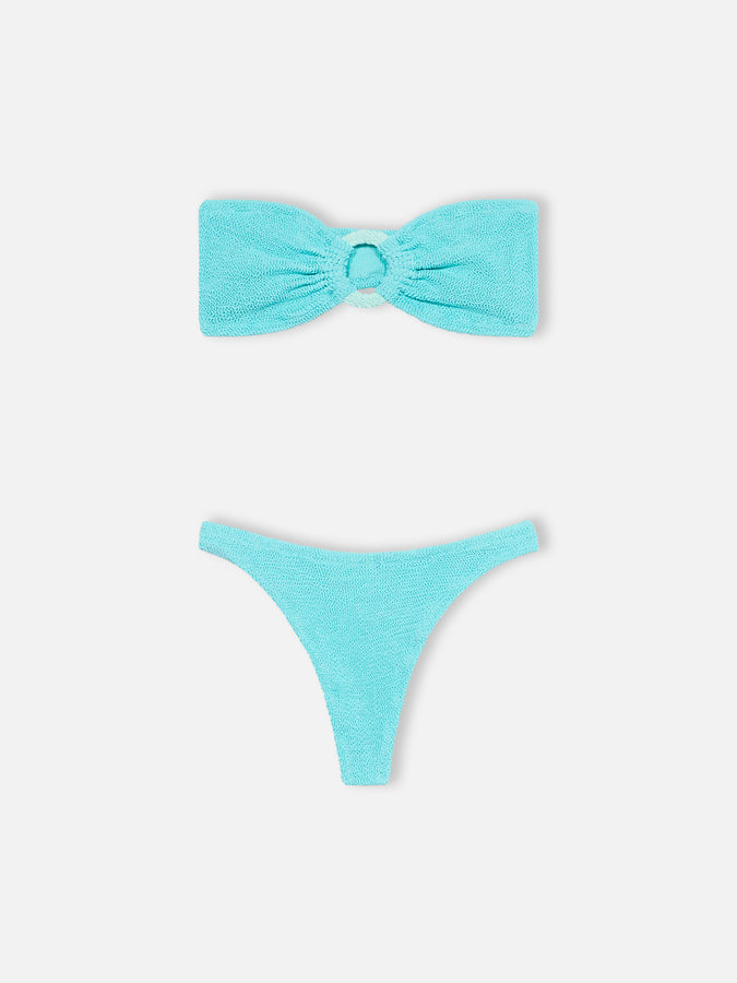 Mc2 Saint Barth Bikini Donna A Fascia Verde Acqua Stropicciato Yulia Naomi