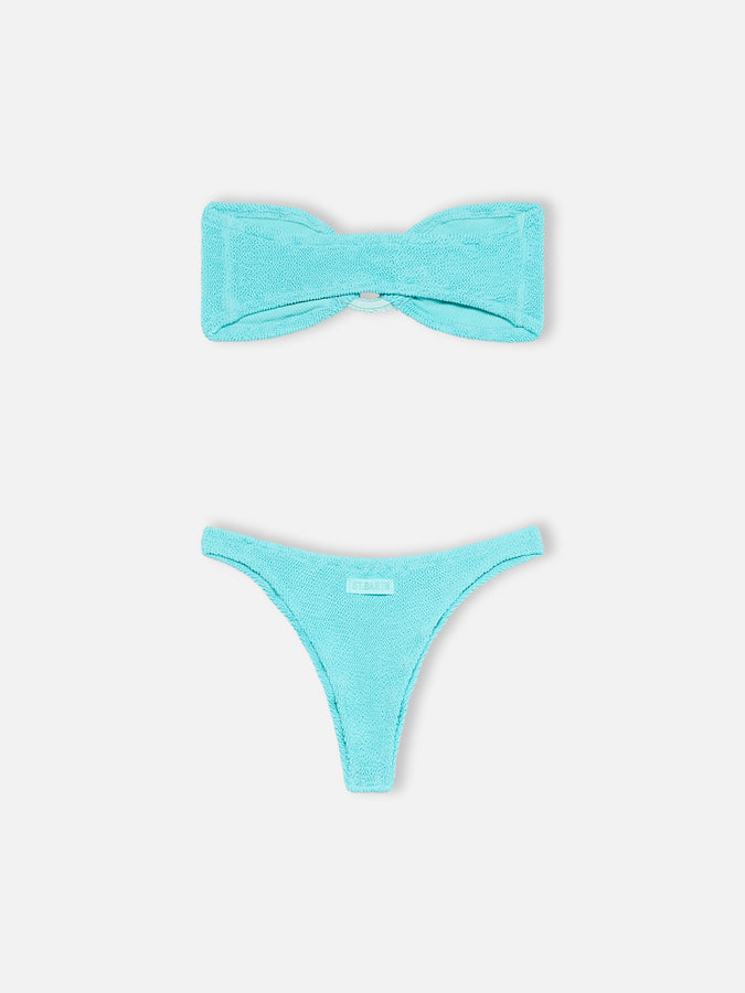 Mc2 Saint Barth Bikini Donna A Fascia Verde Acqua Stropicciato Yulia Naomi