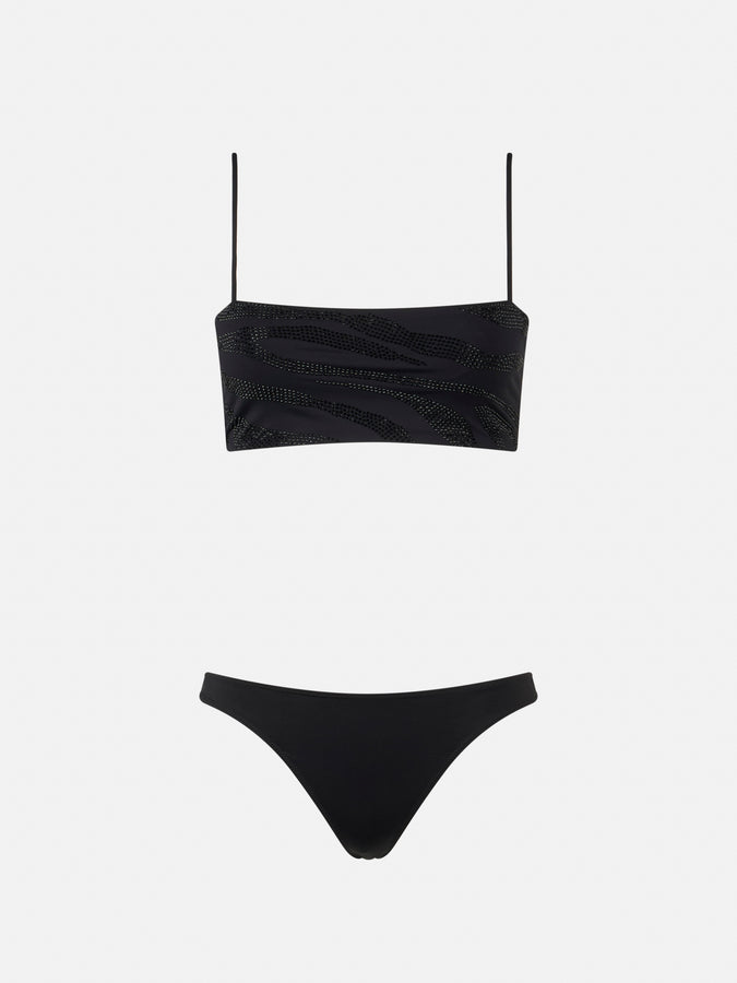 Mc2 Saint Barth Bikini Donna A Fascia Zebrato Athena Naomi Con Strass