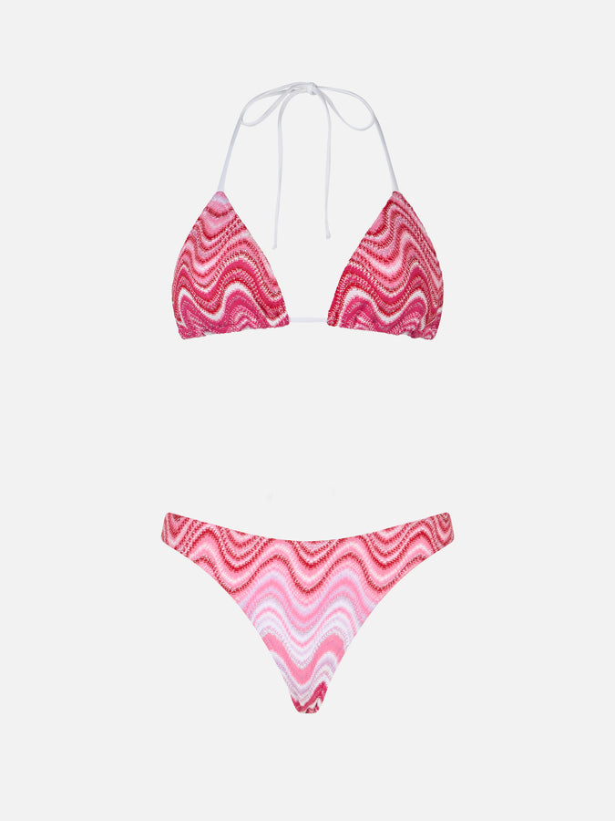 Mc2 Saint Barth Bikini Donna A Triangolo In Maglia Raschel Leah Naomi