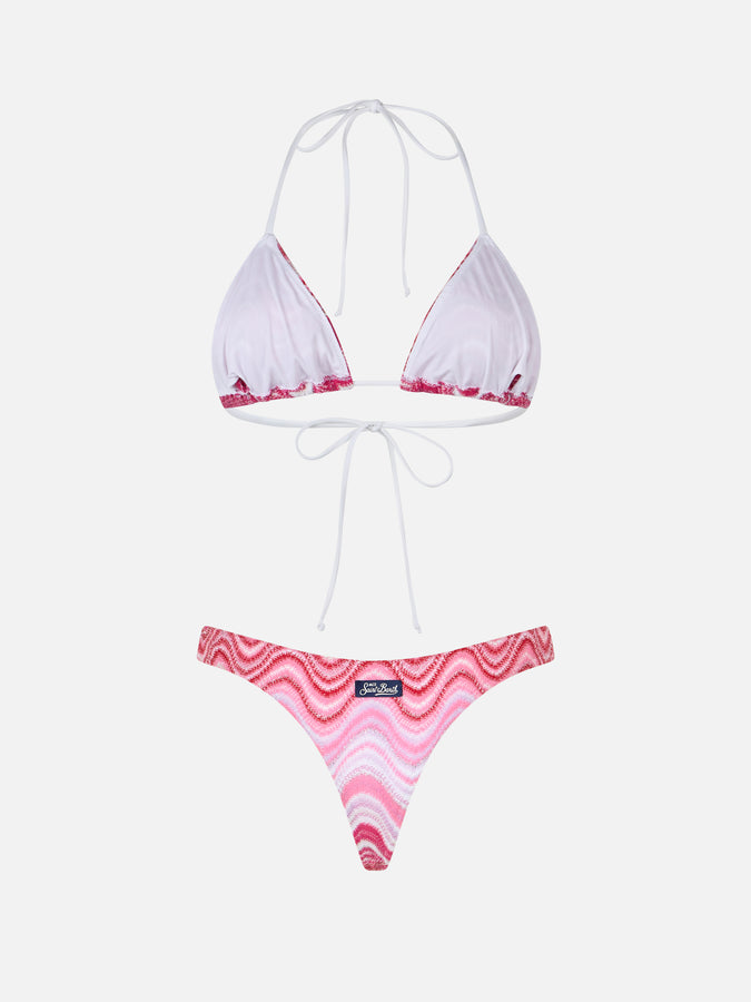 Mc2 Saint Barth Bikini Donna A Triangolo In Maglia Raschel Leah Naomi
