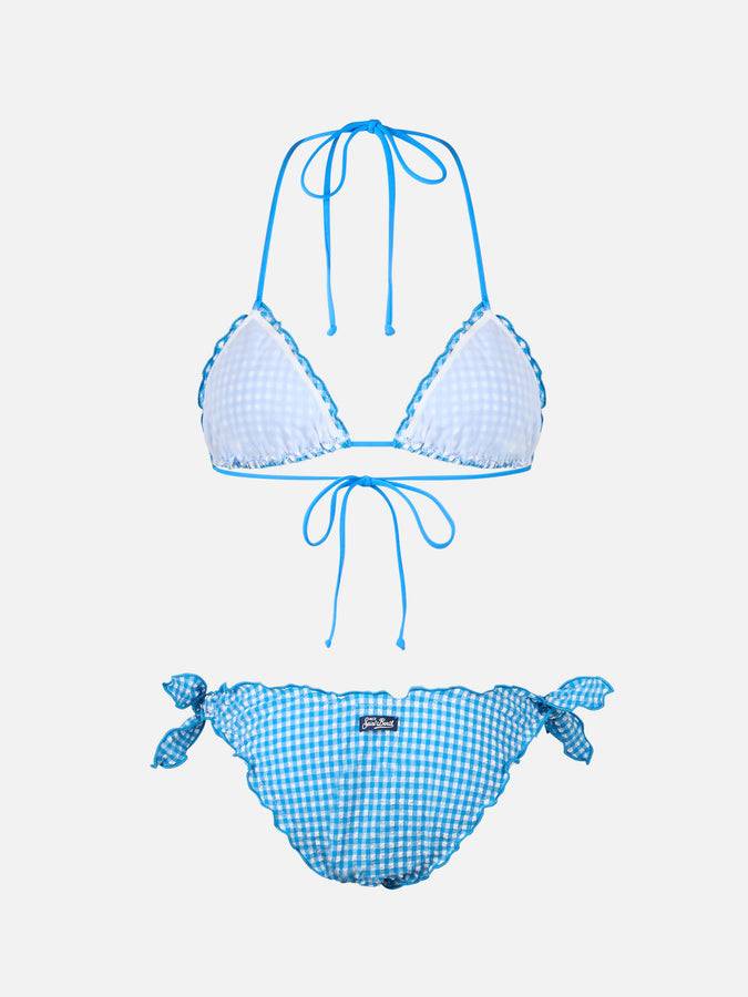 Mc2 Saint Barth Bikini Donna Classico A Triangolo In Seersucker Sagittarius Moon