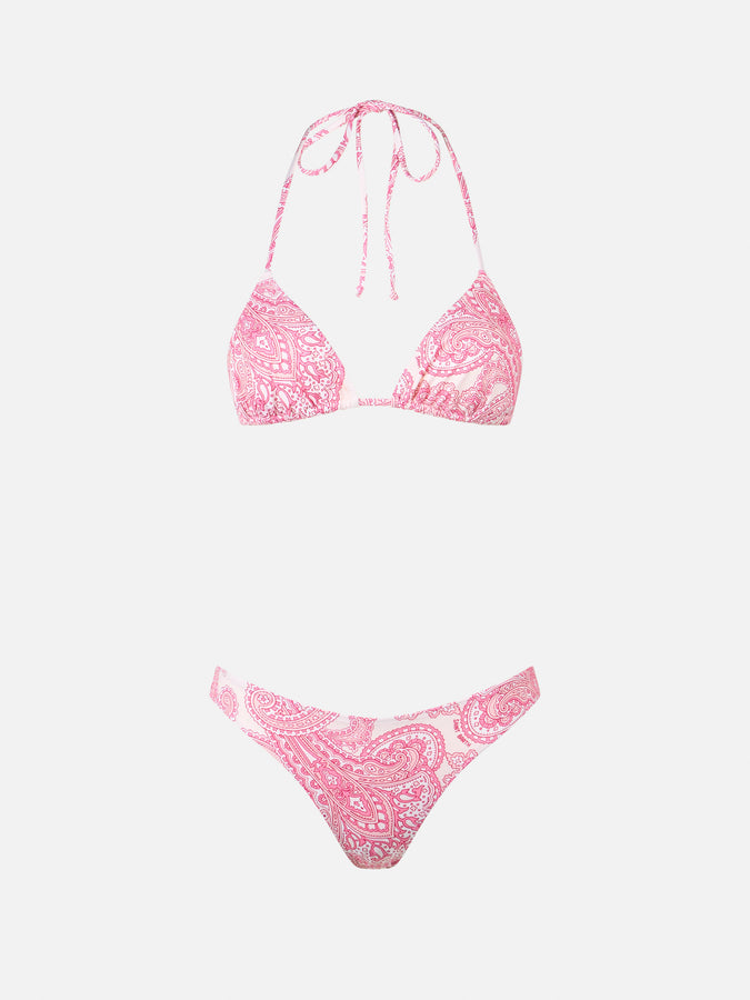 Mc2 Saint Barth Bikini Donna Triangolo Paisley Rosa Leah Lido