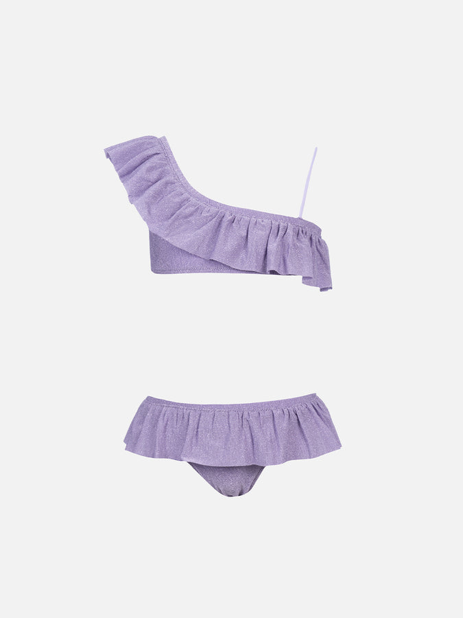 Mc2 Saint Barth Bikini monospalla da bambina con volant in lurex Rey