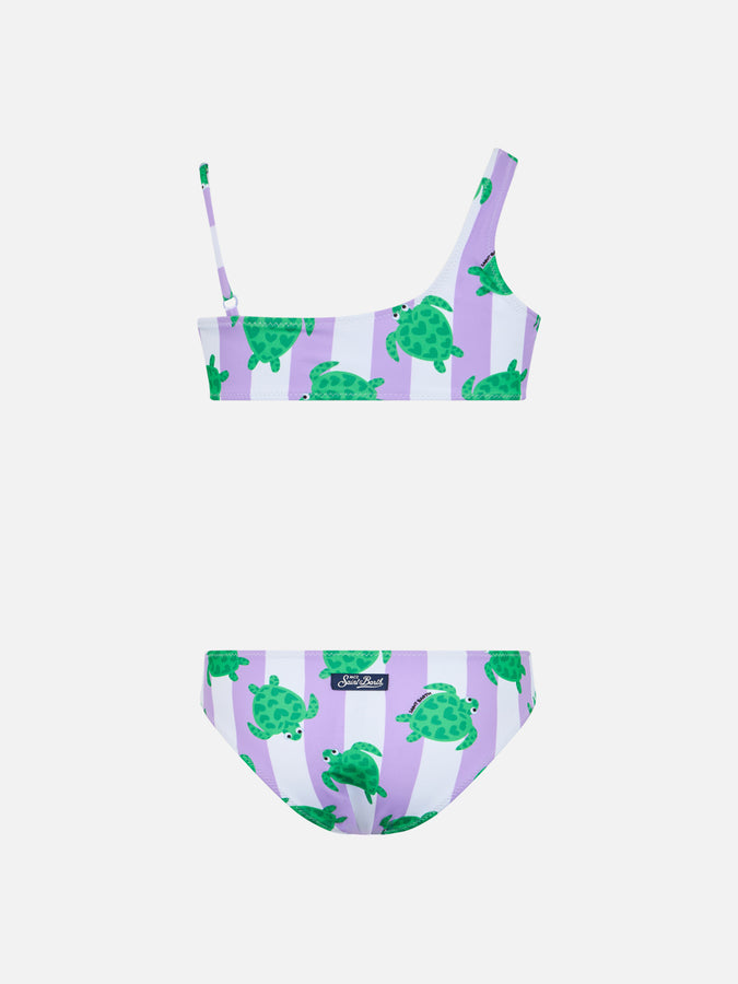 Mc2 Saint Barth Bikini Monospalla Da Bambina Vivy Con Stampa Tartaruga