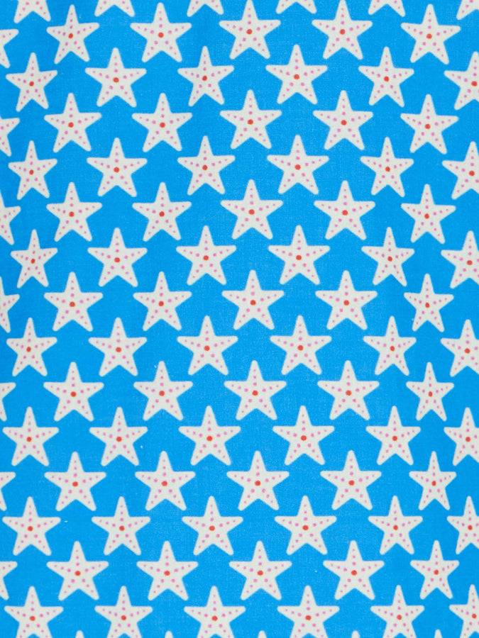 Mc2 Saint Barth Blue Boy Muslin Cotton Shirt Sharouk With Seastar Print