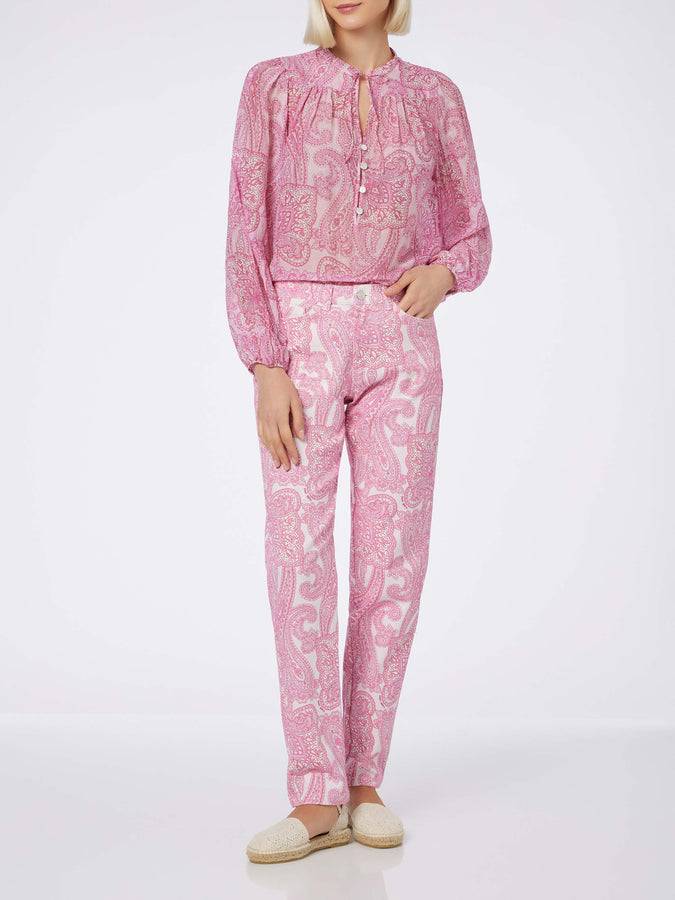 Mc2 Saint Barth Blusa Da Donna In Voile Di Seta Paisley Harper