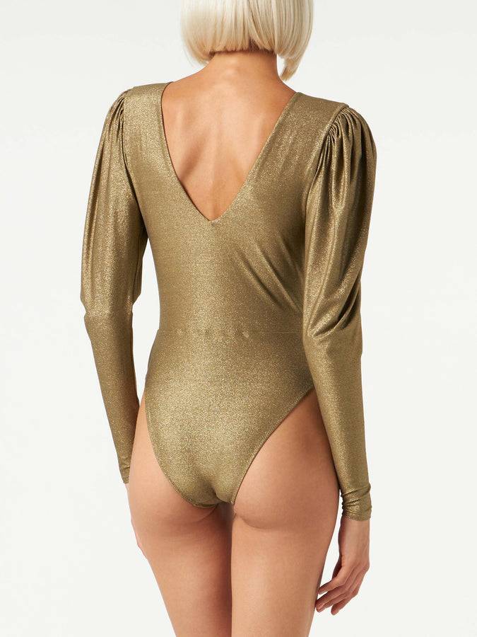 Mc2 Saint Barth Bodywear / Costume Intero In Maglia Glitter Oro
