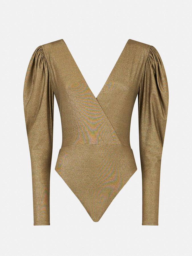 Mc2 Saint Barth Bodywear / Costume Intero In Maglia Glitter Oro