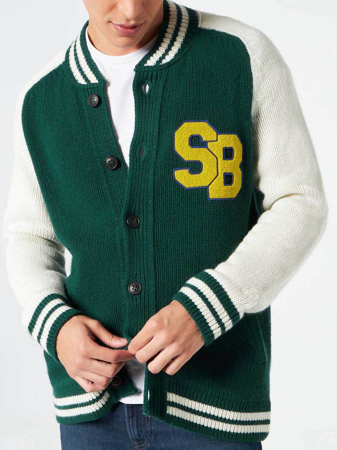 Mc2 Saint Barth Bomber In Maglia Verde Stile College