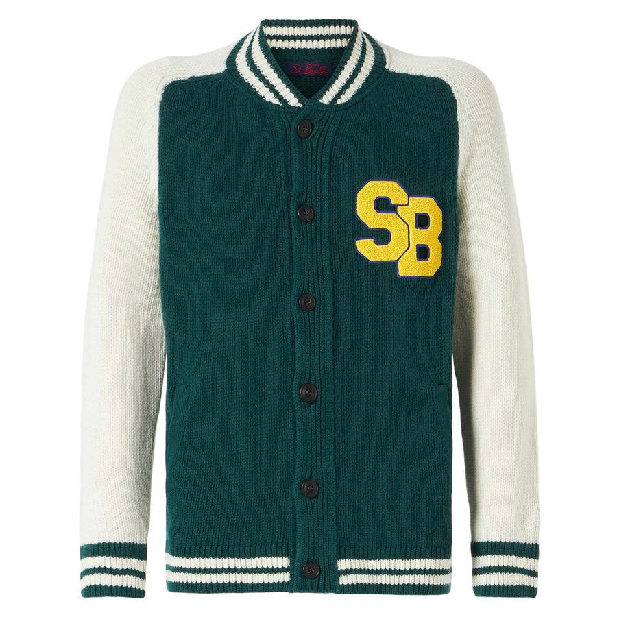 Mc2 Saint Barth Bomber In Maglia Verde Stile College