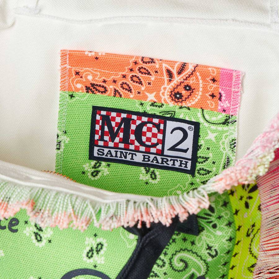 Mc2 Saint Barth Borsa A Mano Colette In Canvas Di Cotone Con Stampa Bandana Fluo