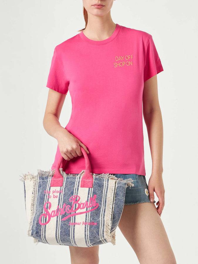 Mc2 Saint Barth Borsa A Mano Colette In Canvas Di Cotone Verde Acqua Con Stampa Bandana