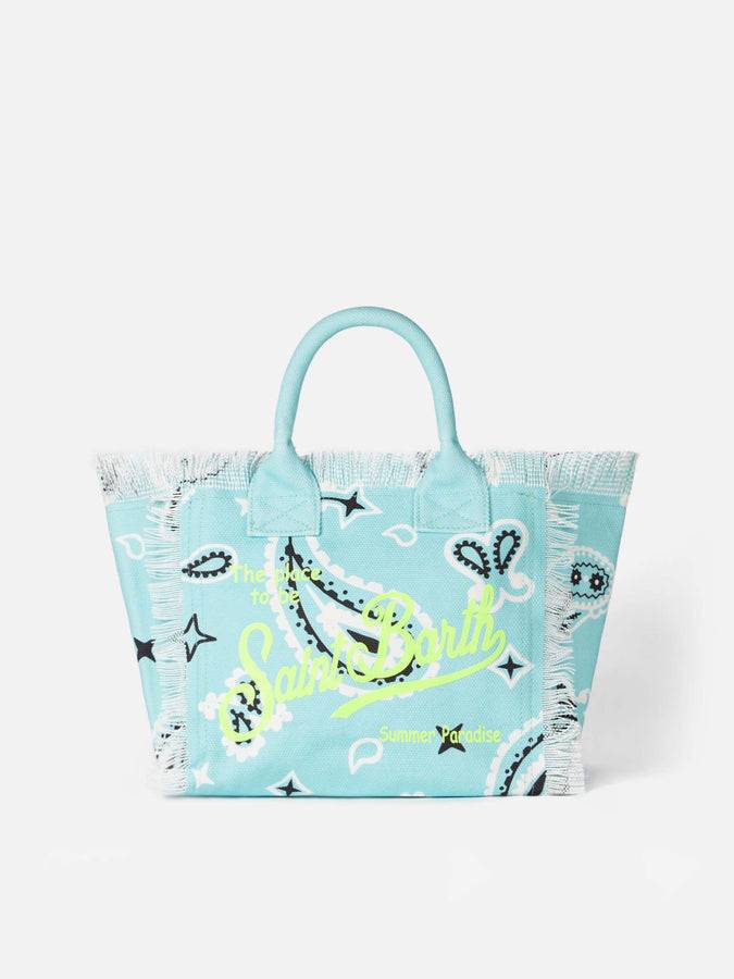 Mc2 Saint Barth Borsa a mano Colette in canvas di cotone verde acqua con stampa bandana