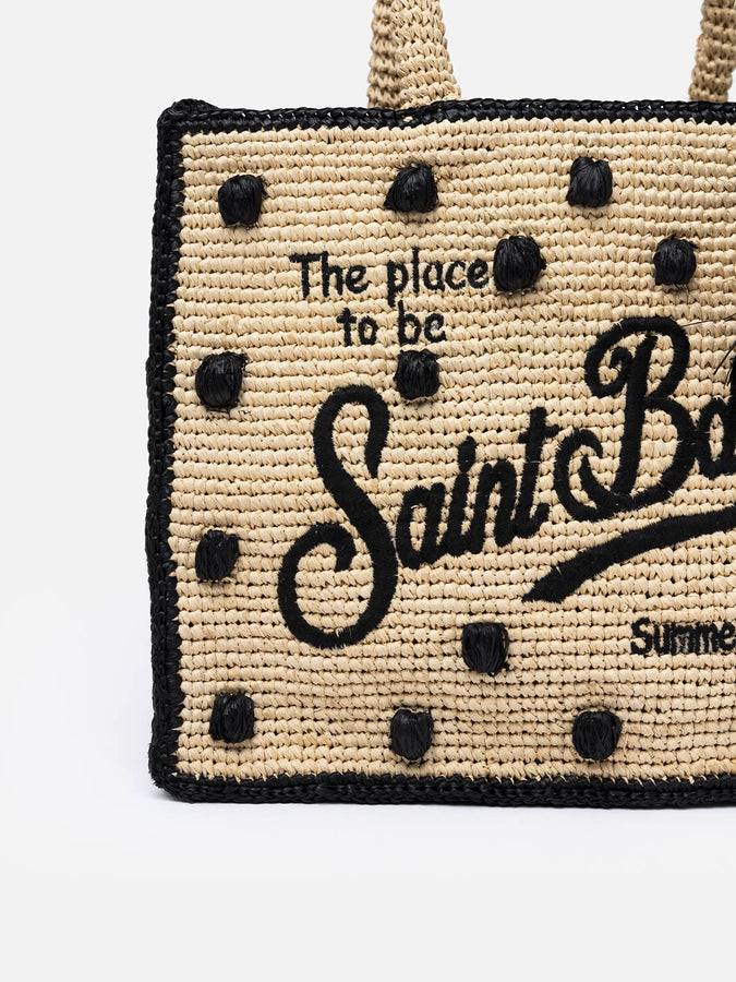 Mc2 Saint Barth Borsa A Mano Colette In Rafia Beige Naturale Con Applicazioni A Pois