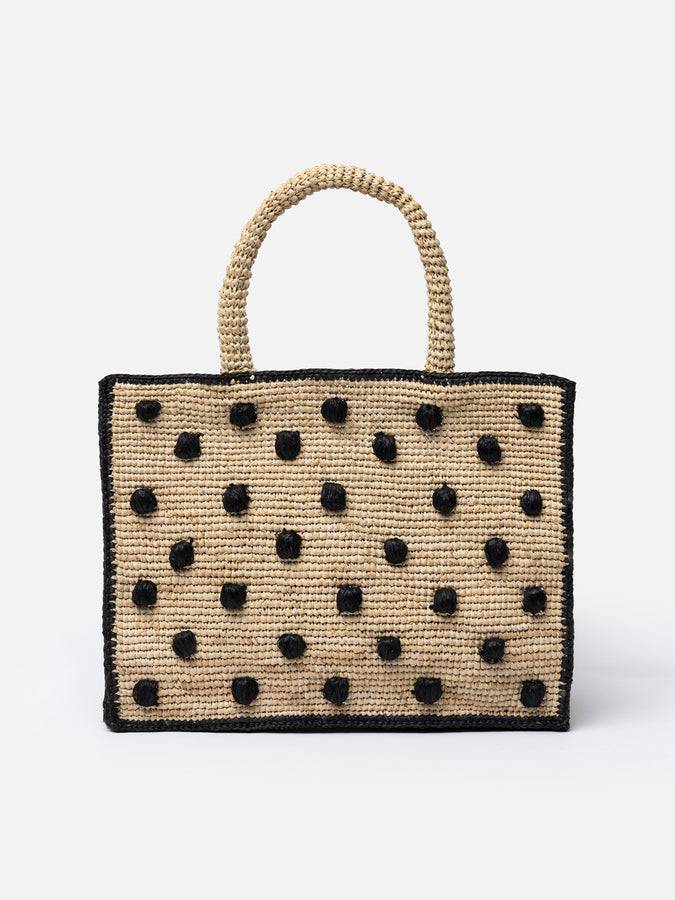 Mc2 Saint Barth Borsa A Mano Colette In Rafia Beige Naturale Con Applicazioni A Pois