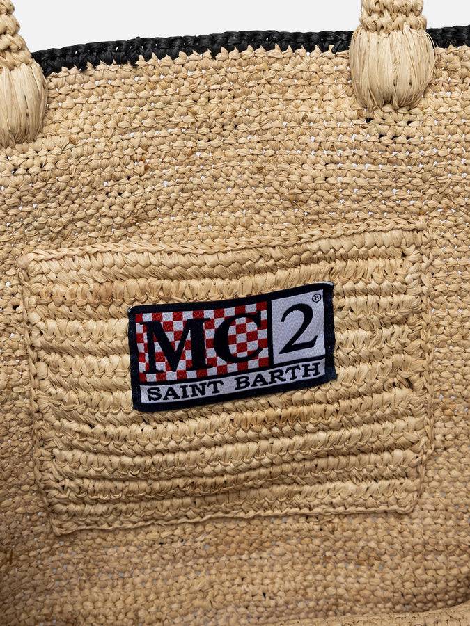 Mc2 Saint Barth Borsa A Mano Colette In Rafia Beige Naturale Con Applicazioni A Pois