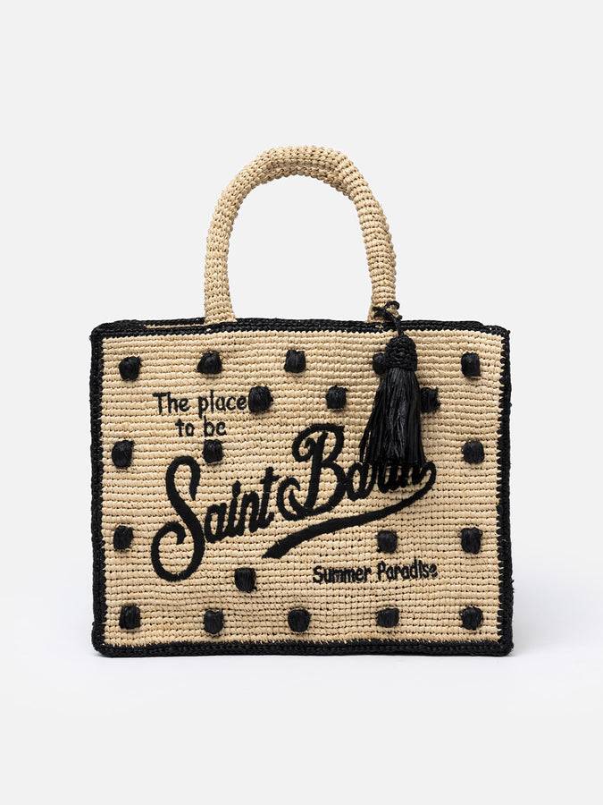 Mc2 Saint Barth Borsa a mano Colette in rafia beige naturale con applicazioni a pois