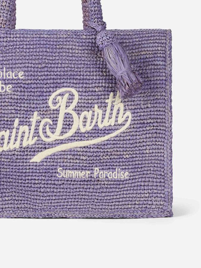 Mc2 Saint Barth Borsa A Mano Colette In Rafia Lilla Con Ricami